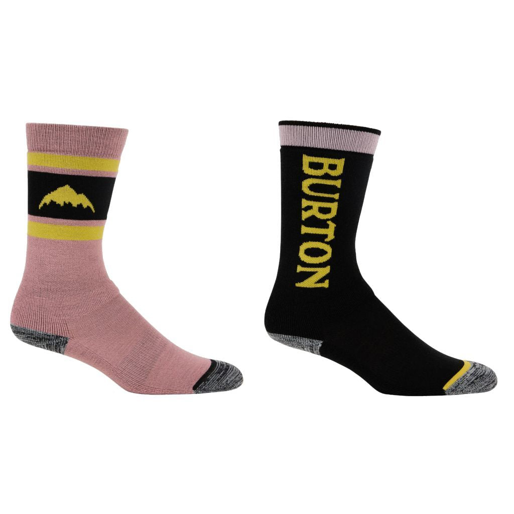 Kids' Burton Weekend Midweight Socks (2 Pack) - Powder Blush S\M - Burton Socks Sets