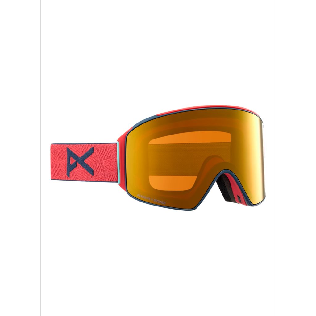 Anon M4 Cylindrical Goggles + Bonus Lens + MFI Face Mask - Low Bridge Fit - Coral Perceive Sunny Bronze - Anon Snow Goggles