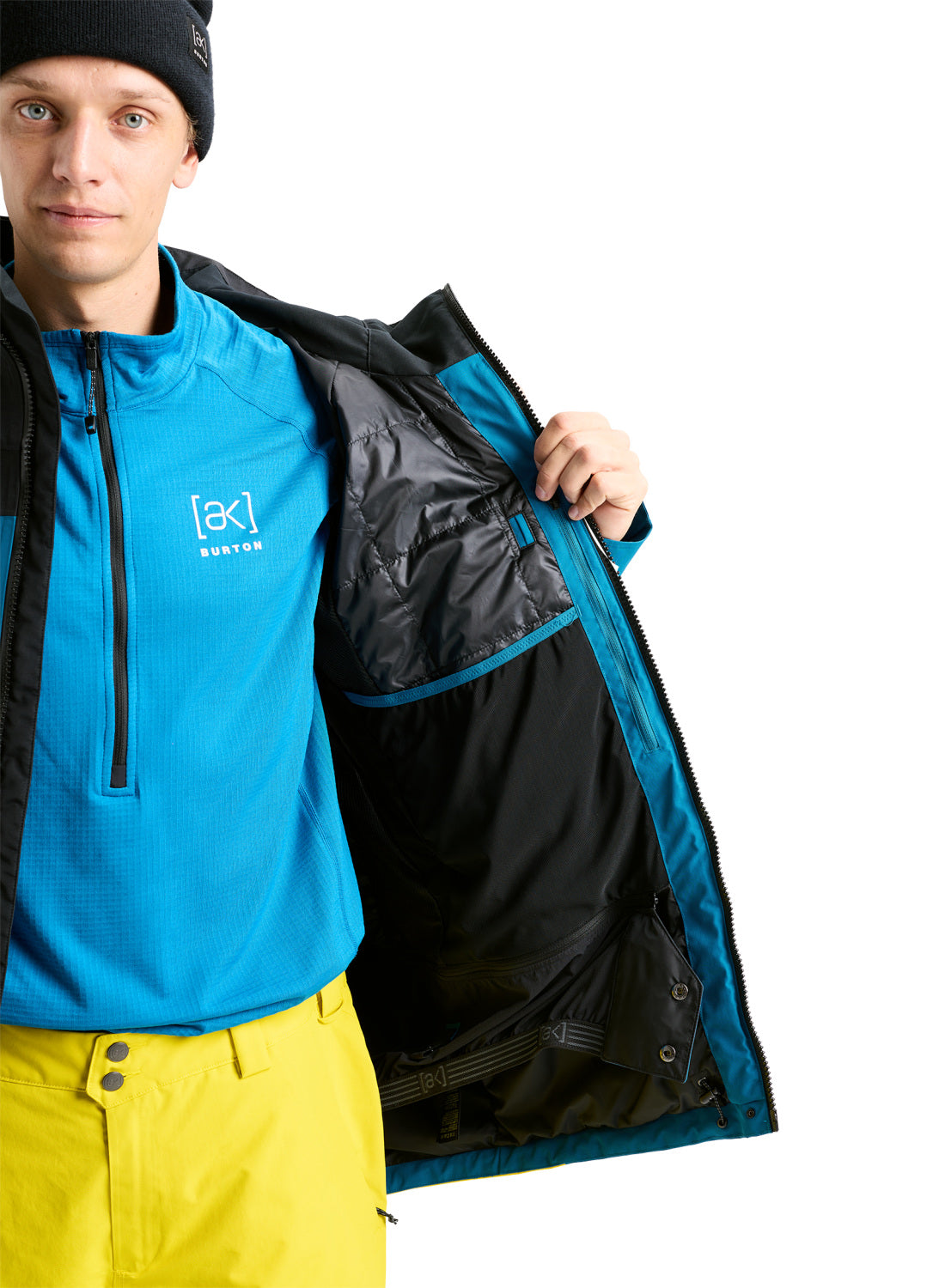 Men's Burton [ak] Swash GORE-TEX 2L Jacket - True Black / Blue Teal / Atomic Yellow - Burton Jacket Outerwear - alternate view 9