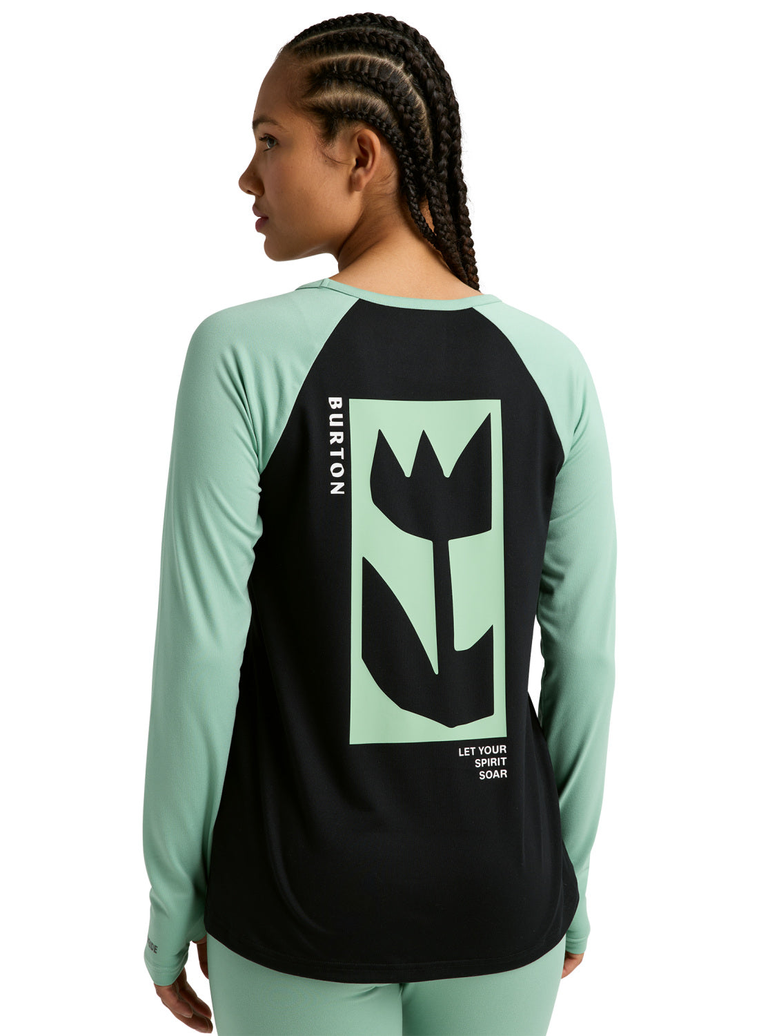 Women's Burton Roadie Base Layer Tech T-Shirt - True Black / Soft Sage - Burton Crew Neck Base - alternate view 4