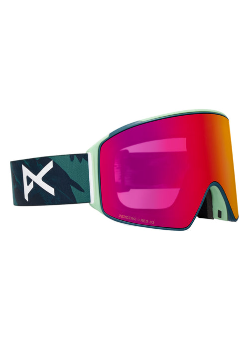 Anon M4 Goggles (Cylindrical) + Bonus Lens + MFI Face Mask - Frame: Family Tree, Lens: Perceive Sunny Red (14% / S3), Spare Lens: Perceive Cloudy Burst (59% / S1) - Magnatech Goggle