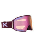 Anon M4 Goggles (Cylindrical) + Bonus Lens + MFI Face Mask - Frame: Deep Cherry, Lens: Perceive Cloudy Pink (53% / S1), Spare Lens: Perceive Variable Blue (21% / S2) - Magnatech Goggle