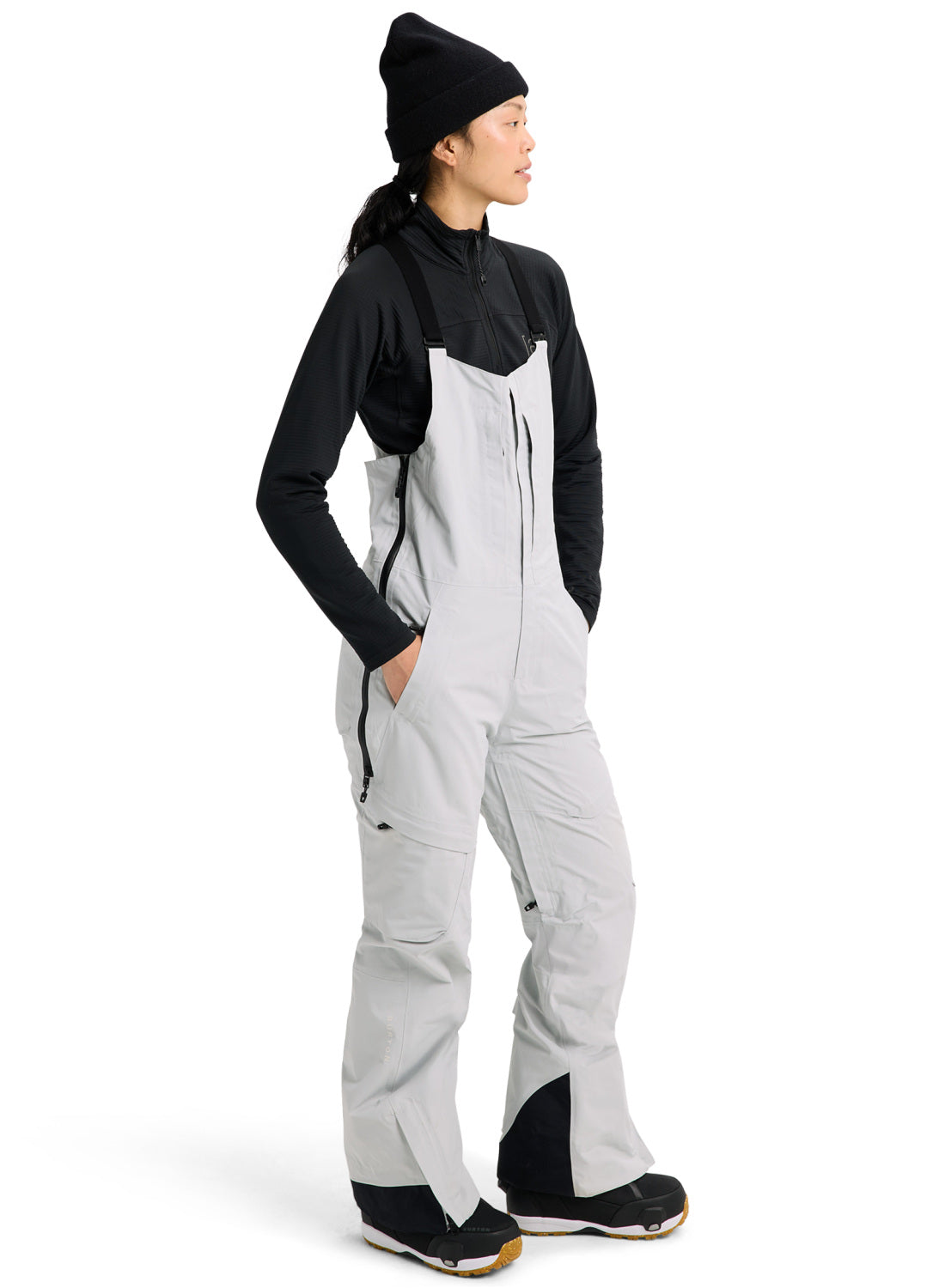 Women's Burton [ak] Kimmy GORE-TEX 2L Bib Pants - Gray Cloud - Burton Bibs Outerwear - alternate view 2