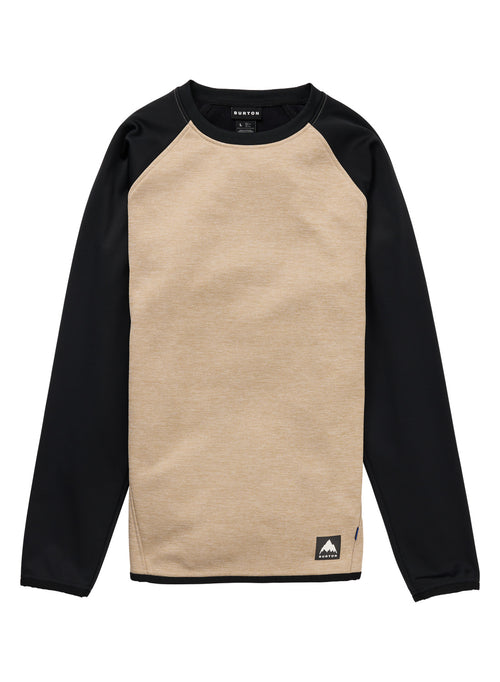 Men's Burton Crown Weatherproof Crewneck Fleece - Summit Taupe Heather True Black - Burton Crew Neck Apparel