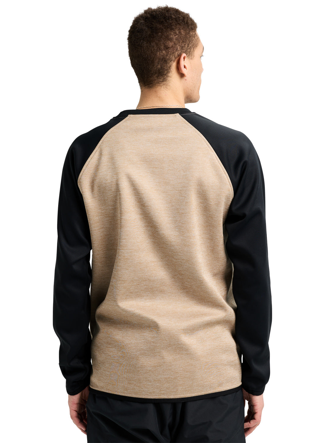 Men's Burton Crown Weatherproof Crewneck Fleece - Summit Taupe Heather / True Black - Burton Crew Neck Apparel - alternate view 4