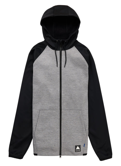 Men's Burton Crown Weatherproof Full-Zip Fleece - Gray Heather True Black - Burton Full Zip Apparel