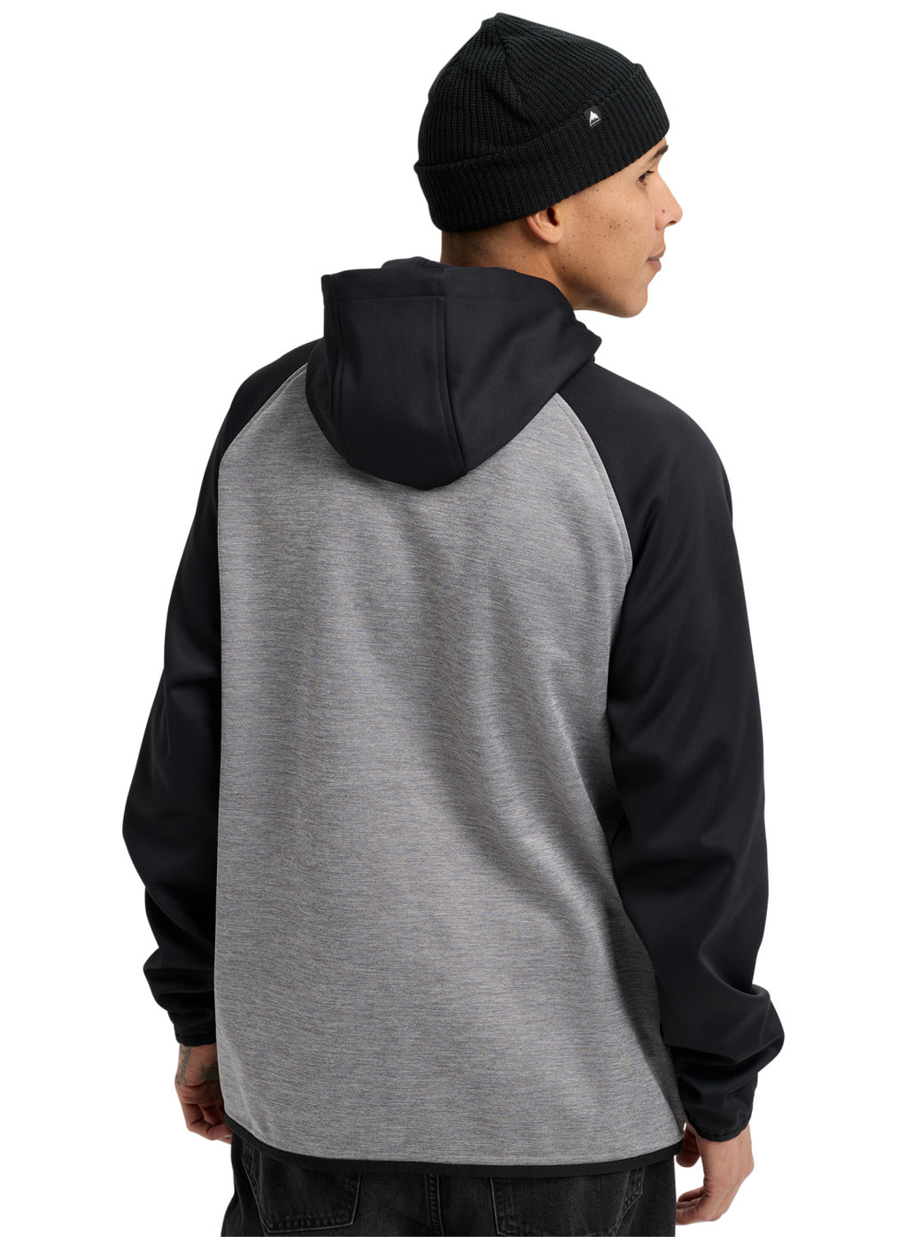 Men's Burton Crown Weatherproof Full-Zip Fleece - Gray Heather/True Black - Burton Full Zip Apparel - alternate view 4