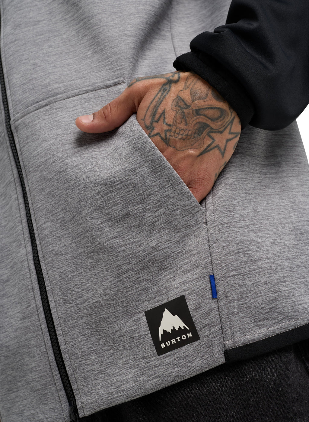 Men's Burton Crown Weatherproof Full-Zip Fleece - Gray Heather/True Black - Burton Full Zip Apparel - alternate view 5