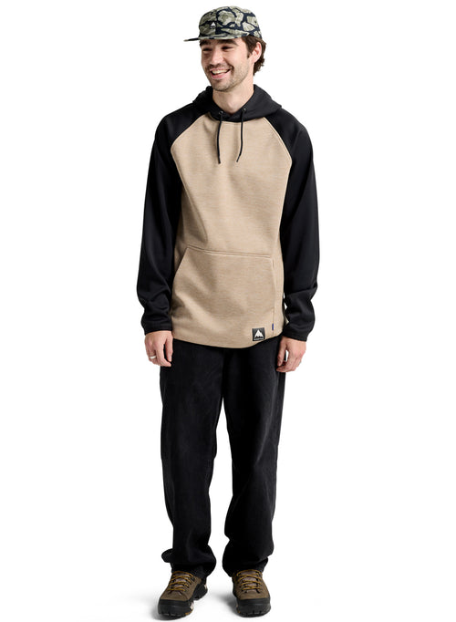 Men's Burton Crown Weatherproof Pullover Fleece - Summit Taupe Heather / True Black - Pullover Hoodie Apparel