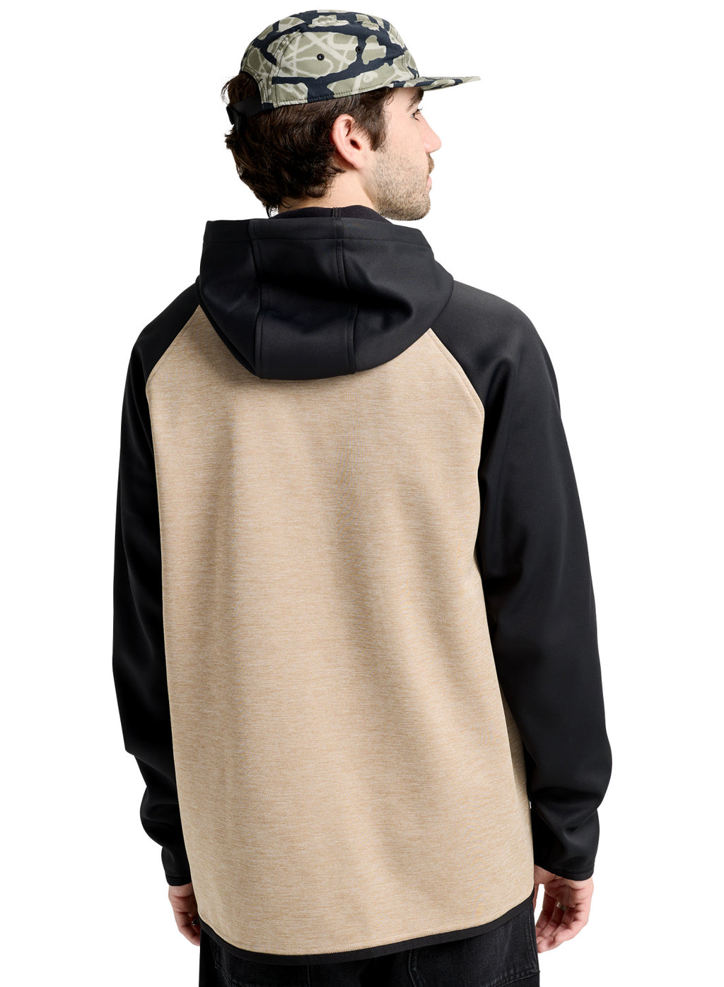 Men's Burton Crown Weatherproof Pullover Fleece - Summit Taupe Heather / True Black - Burton Pullover Hoodie Apparel - alternate view 4