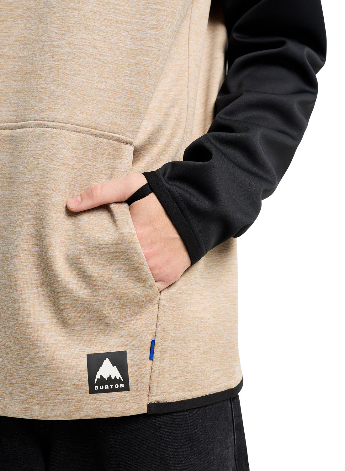 Men's Burton Crown Weatherproof Pullover Fleece - Summit Taupe Heather / True Black - Burton Pullover Hoodie Apparel - alternate view 5