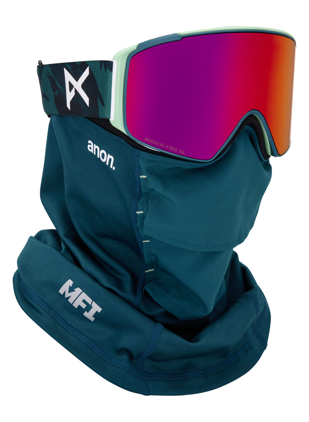 Anon M4S Goggles (Cylindrical) + Bonus Lens + MFI Face Mask - Family Tree / Perceive Sunny Red - Anon Magnatech Goggle - alternate view 5