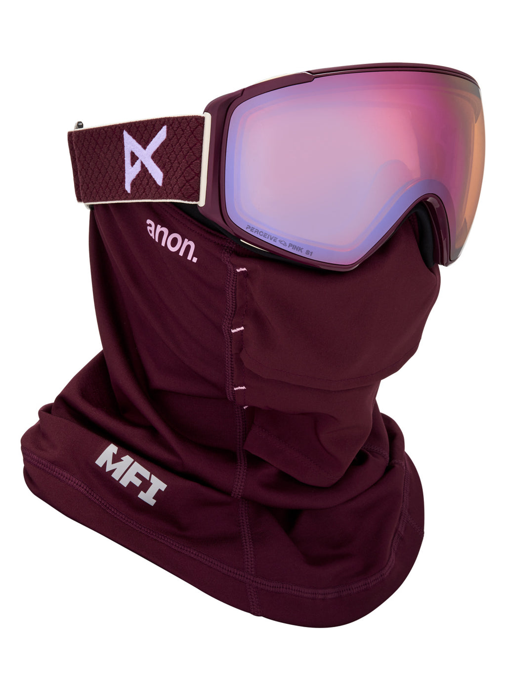 Anon M4S Goggles (Toric) + Bonus Lens + MFI Face Mask - Deep Cherry / Perceive Cloudy Pink - Anon Magnatech Goggle - alternate view 5
