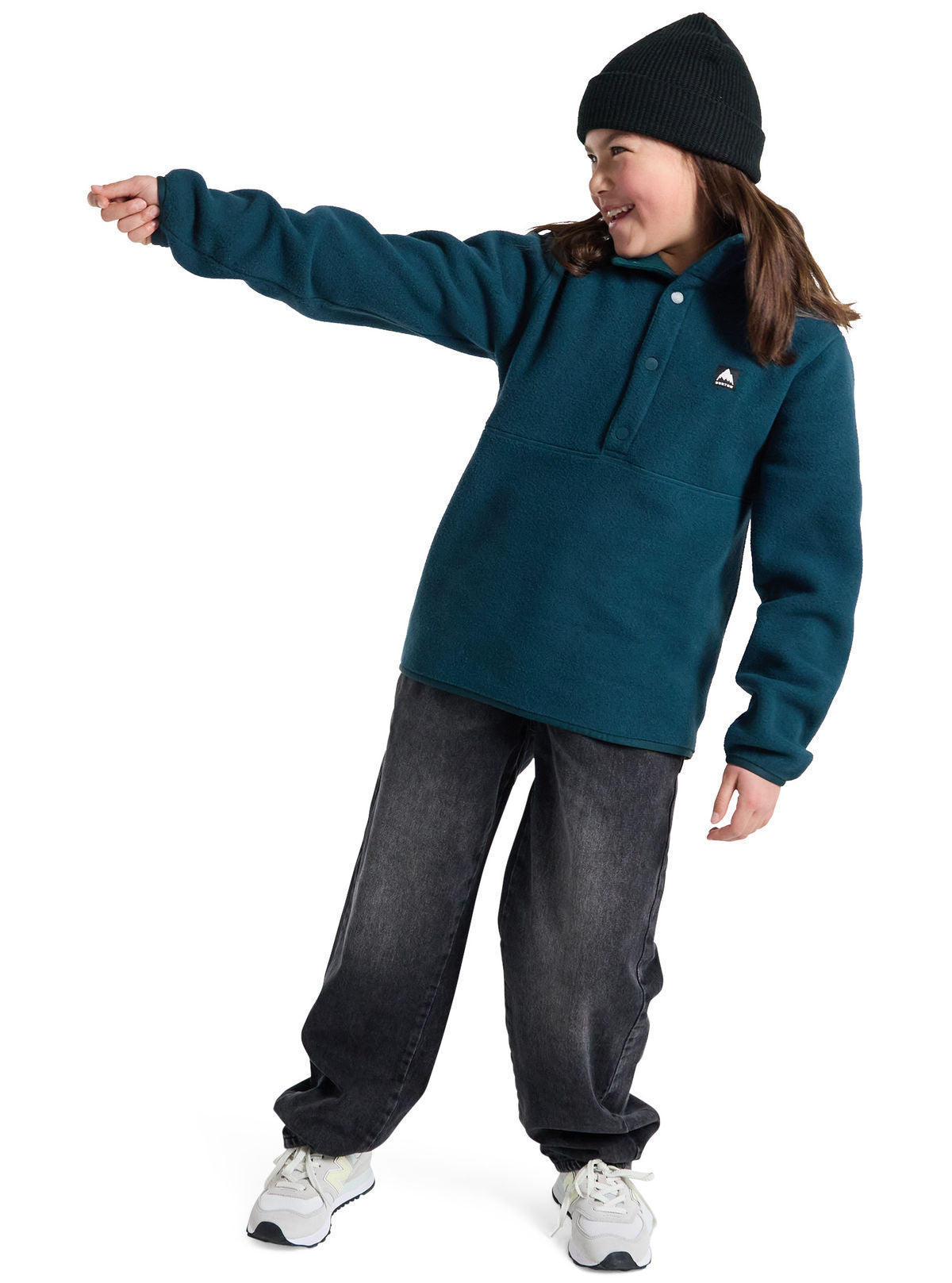 Kids' Burton Cinder Fleece Anorak - Deep Emerald - Quarter Pullover Apparel