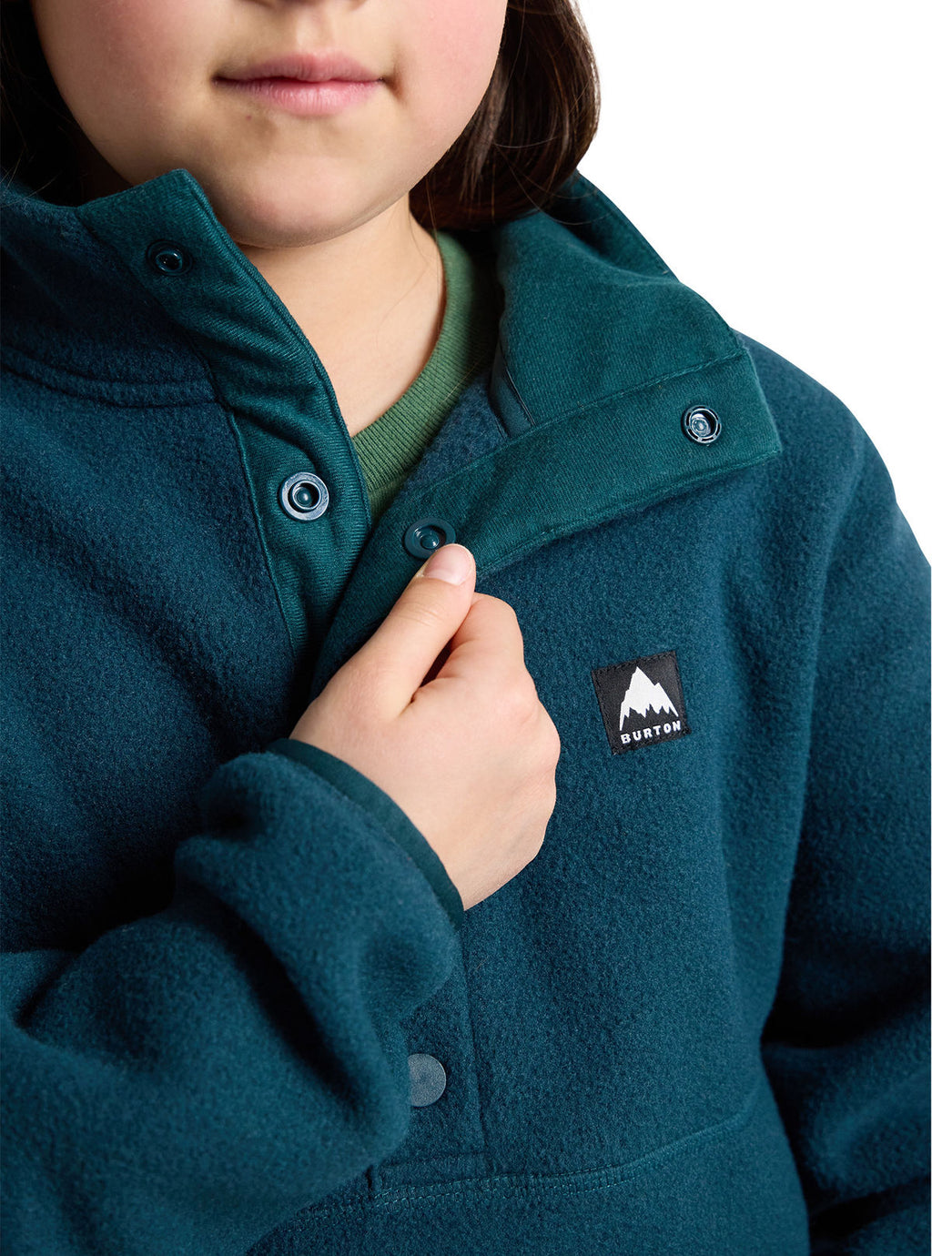 Kids' Burton Cinder Fleece Anorak - Deep Emerald - Quarter Pullover Apparel