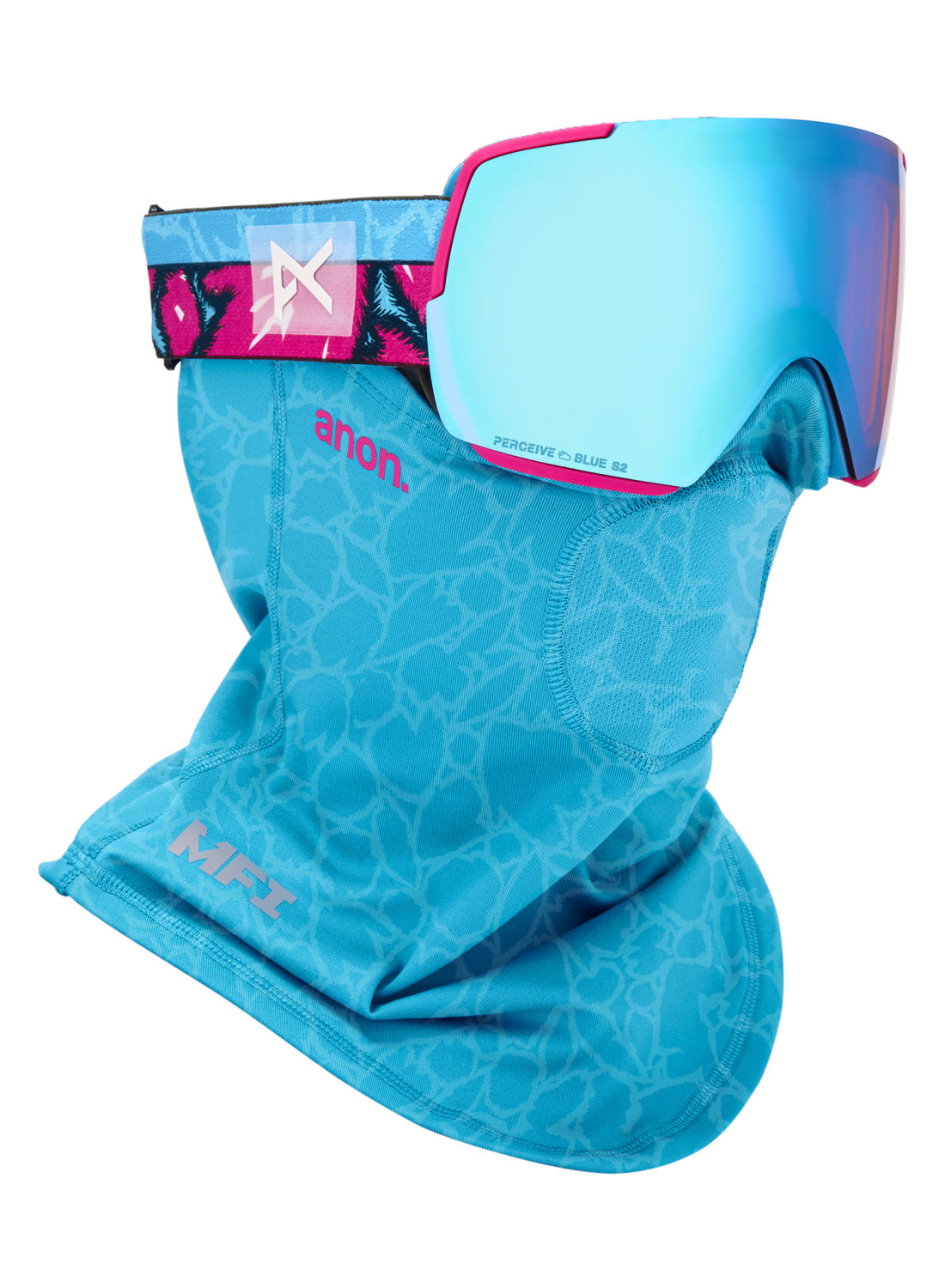 Anon M5S Goggles + Bonus Lens + MFI Face Mask - Pink Tides / Perceive Variable Blue - Anon Magnatech Goggle - alternate view 5