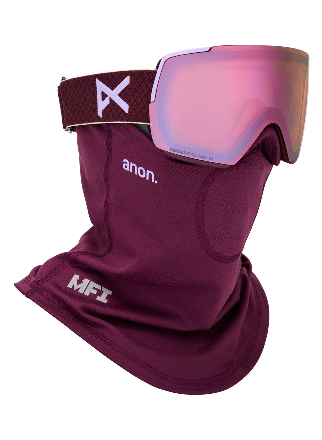 Anon M5S Goggles + Bonus Lens + MFI Face Mask - Deep Cherry / Perceive Cloudy Pink - Anon Magnatech Goggle - alternate view 5
