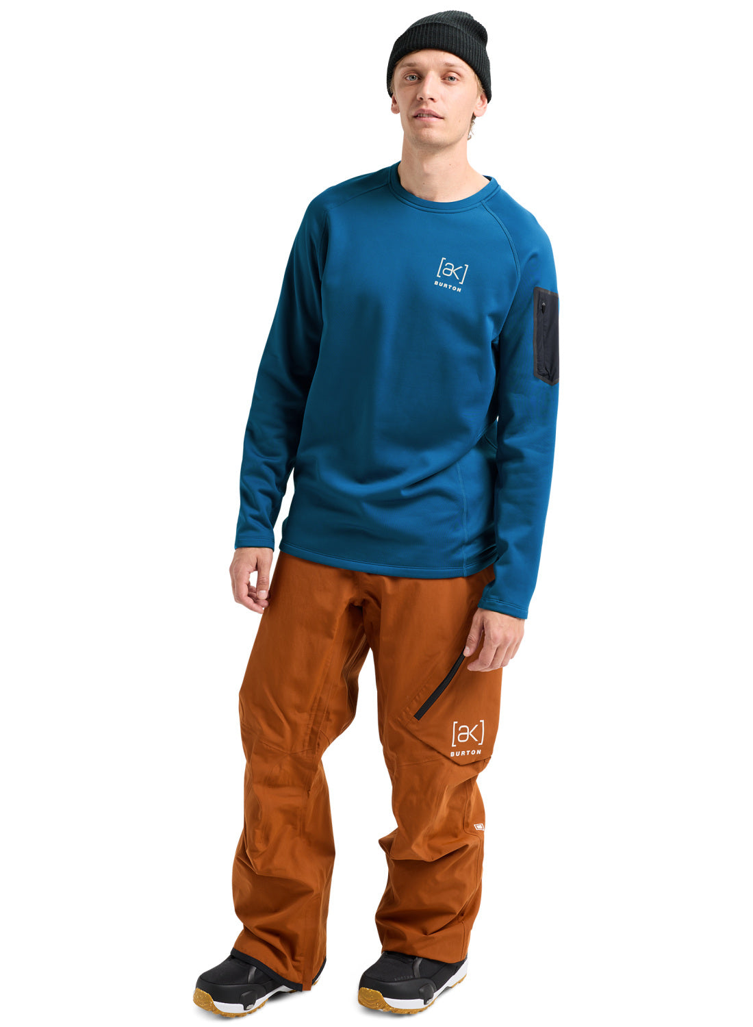 Men's Burton [ak] Baker Stretch Fleece Crew - Blue Teal - Burton Crew Neck Mid - alternate view 2
