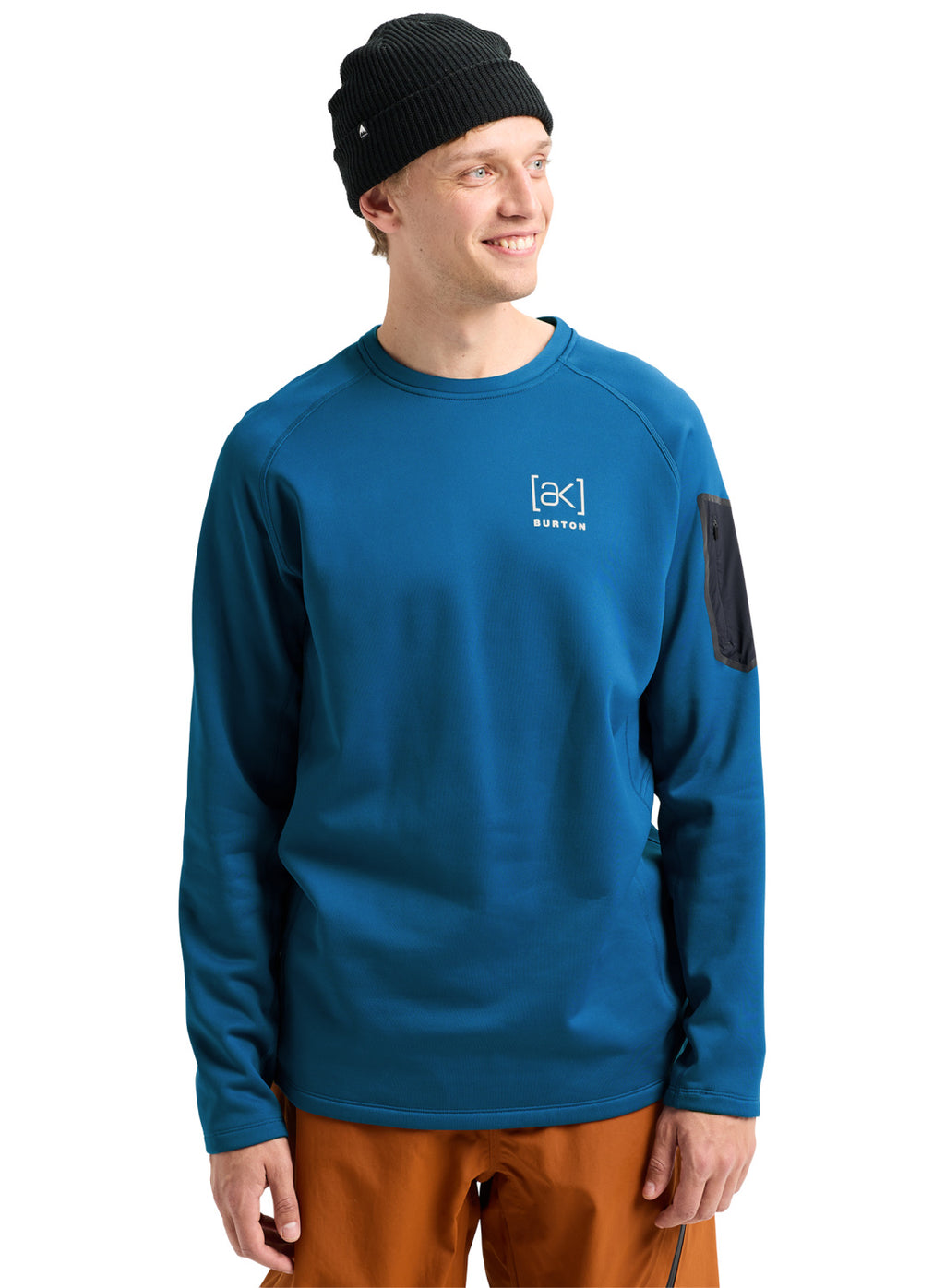 Men's Burton [ak] Baker Stretch Fleece Crew - Blue Teal - Burton Crew Neck Mid - alternate view 3