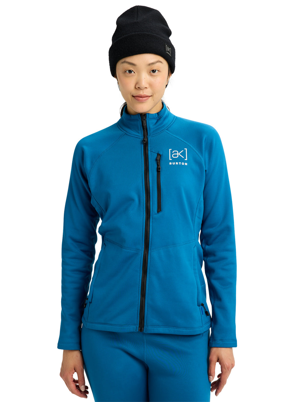 Women's Burton [ak] Baker Stretch Fleece Full-Zip - Blue Teal - Burton Jacket Mid - alternate view 3