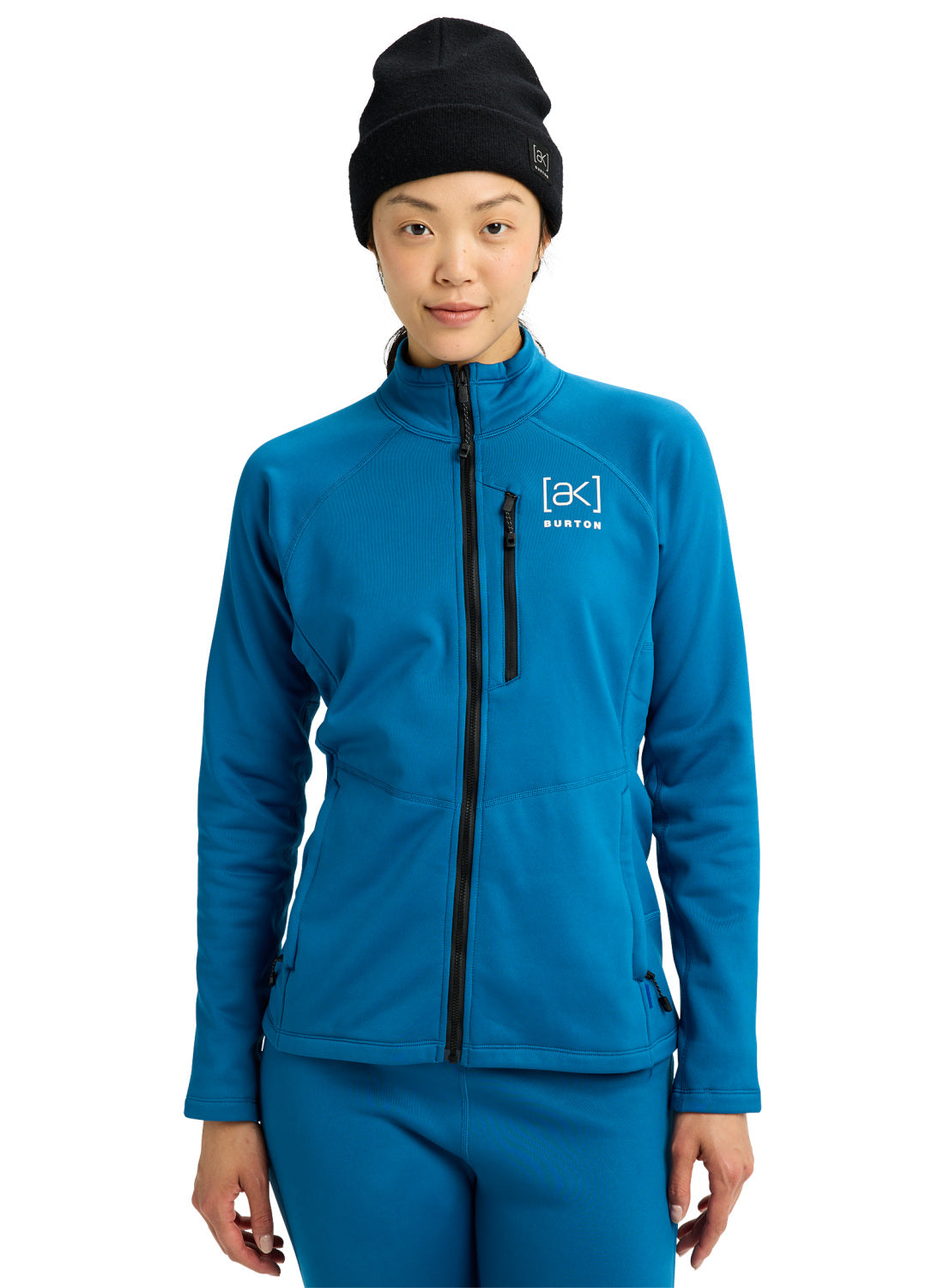 Women's Burton [ak] Baker Stretch Fleece Full-Zip - Blue Teal - Burton Jacket Mid - alternate view 3