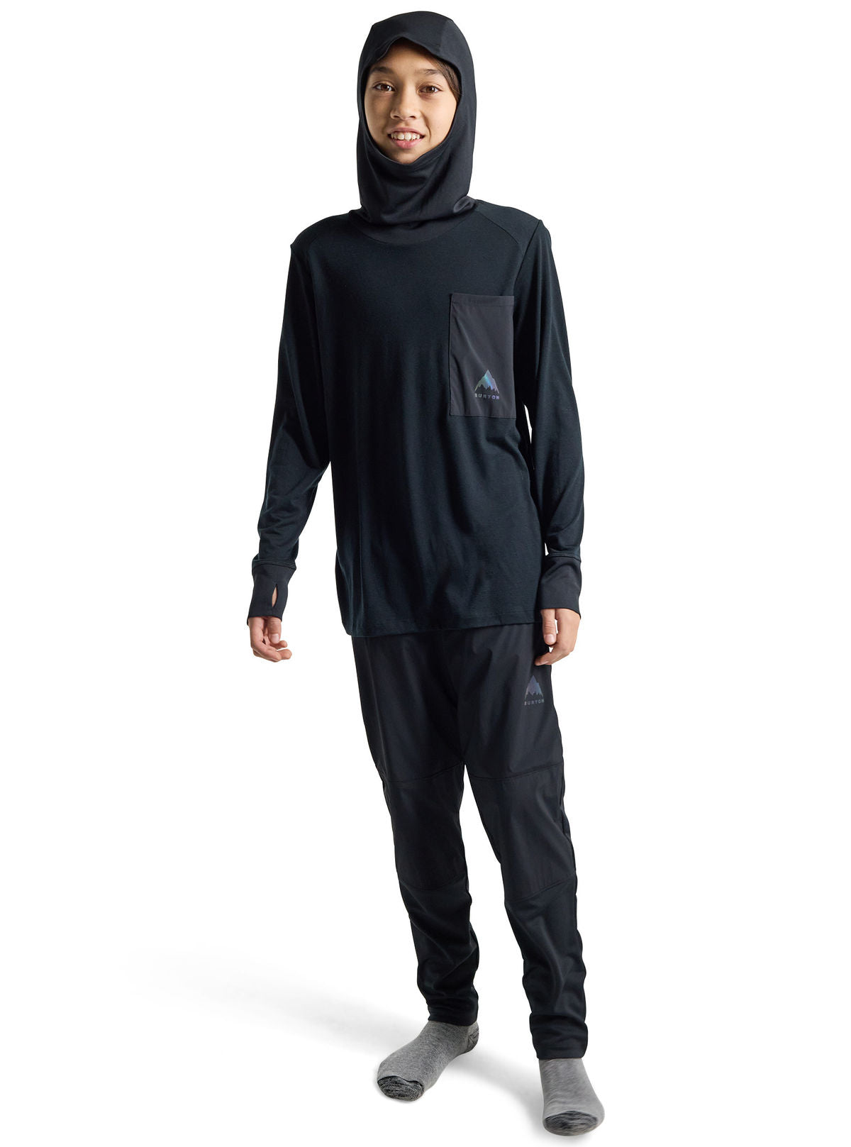 Kids' Burton Outbeam Merino Wool Set - True Black - Pants Base