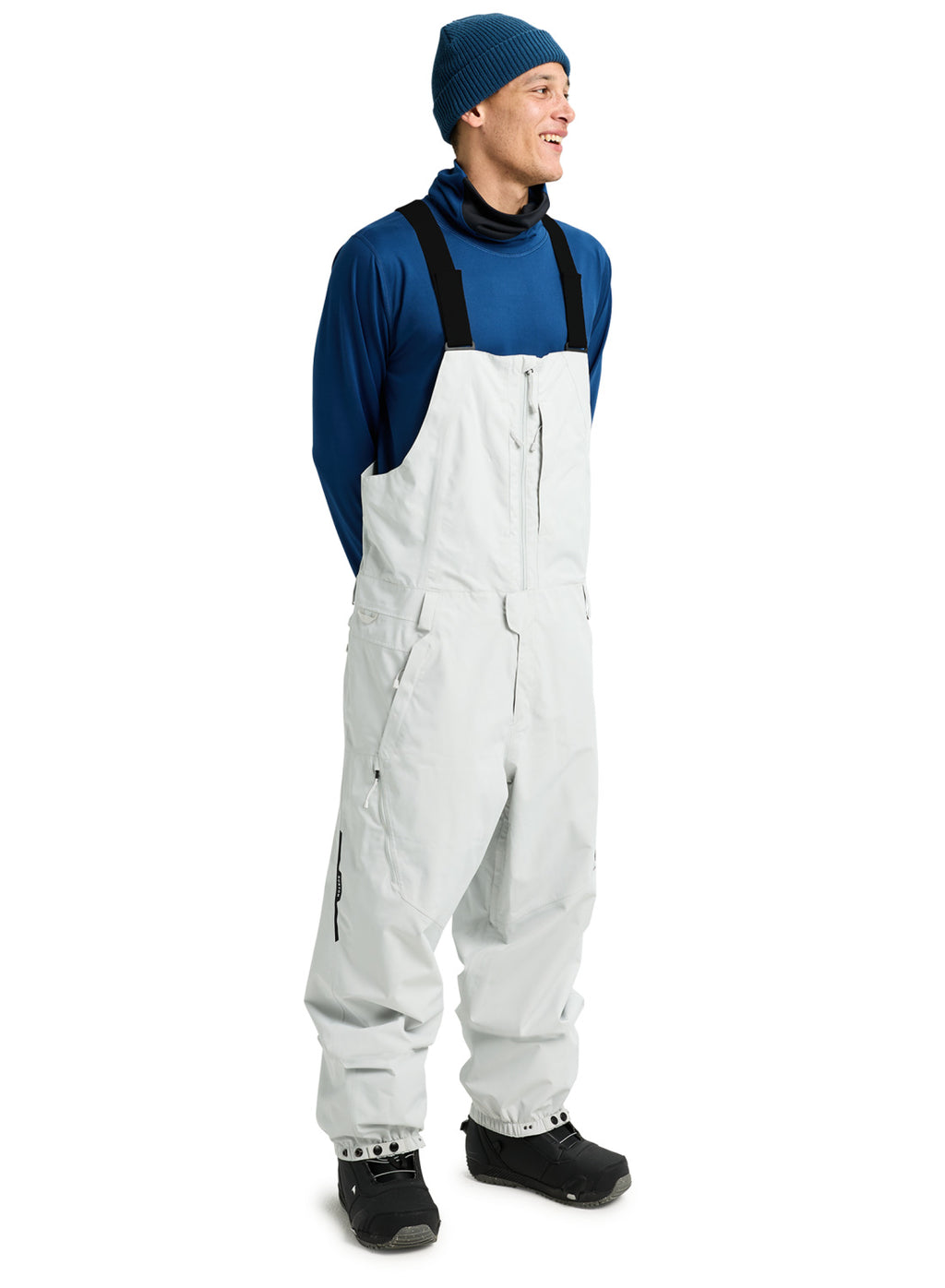 Men's Burton Reserve 2L Relaxed Bib Pants - Gray Cloud - Burton Bibs Outerwear - alternate view 2
