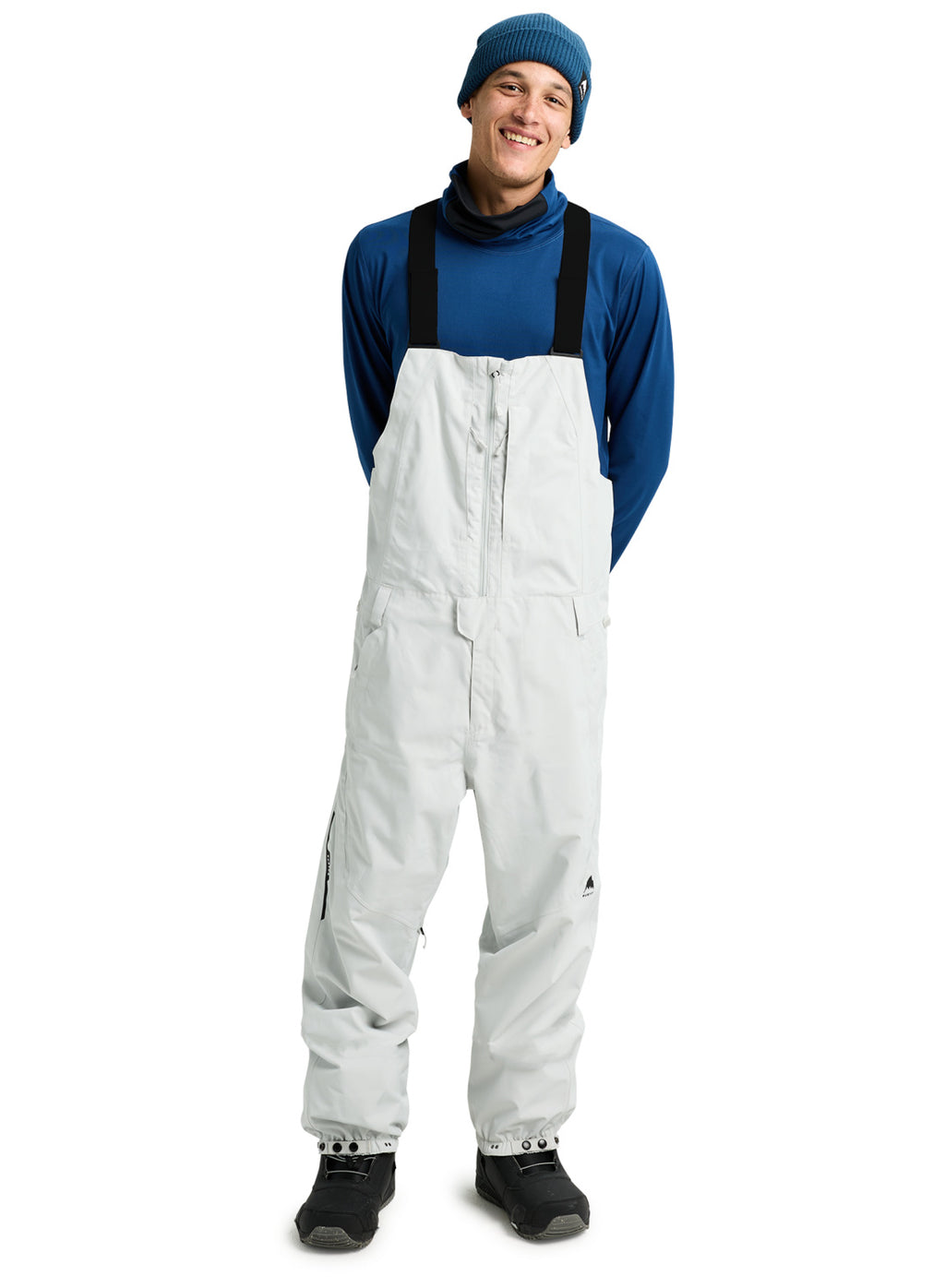 Men's Burton Reserve 2L Relaxed Bib Pants - Gray Cloud - Burton Bibs Outerwear - alternate view 3