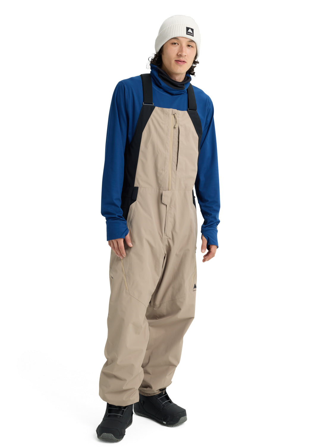 Men's Burton Reserve 2L Relaxed Bib Pants - Summit Taupe / True Black - Burton Bibs Outerwear - alternate view 2