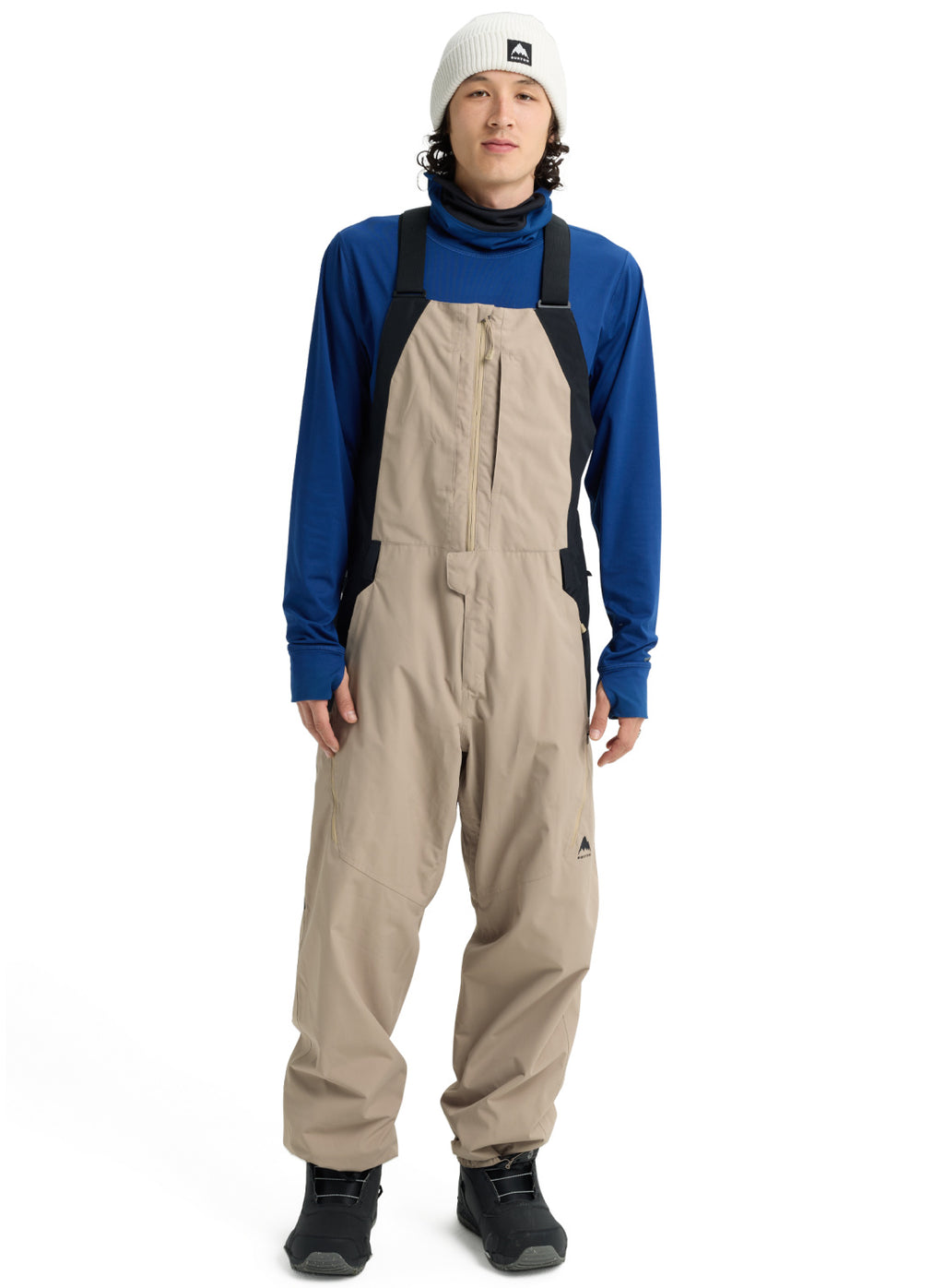 Men's Burton Reserve 2L Relaxed Bib Pants - Summit Taupe/True Black - Burton Bibs Outerwear - alternate view 3