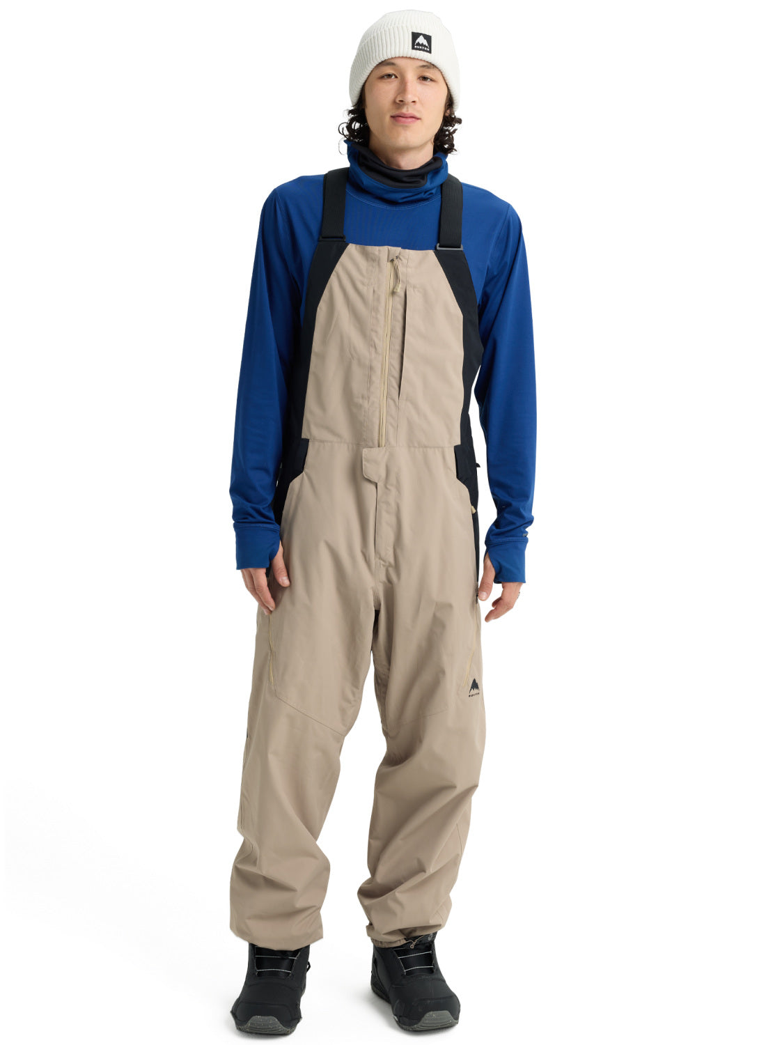 Men's Burton Reserve 2L Relaxed Bib Pants - Summit Taupe/True Black - Burton Bibs Outerwear - alternate view 3