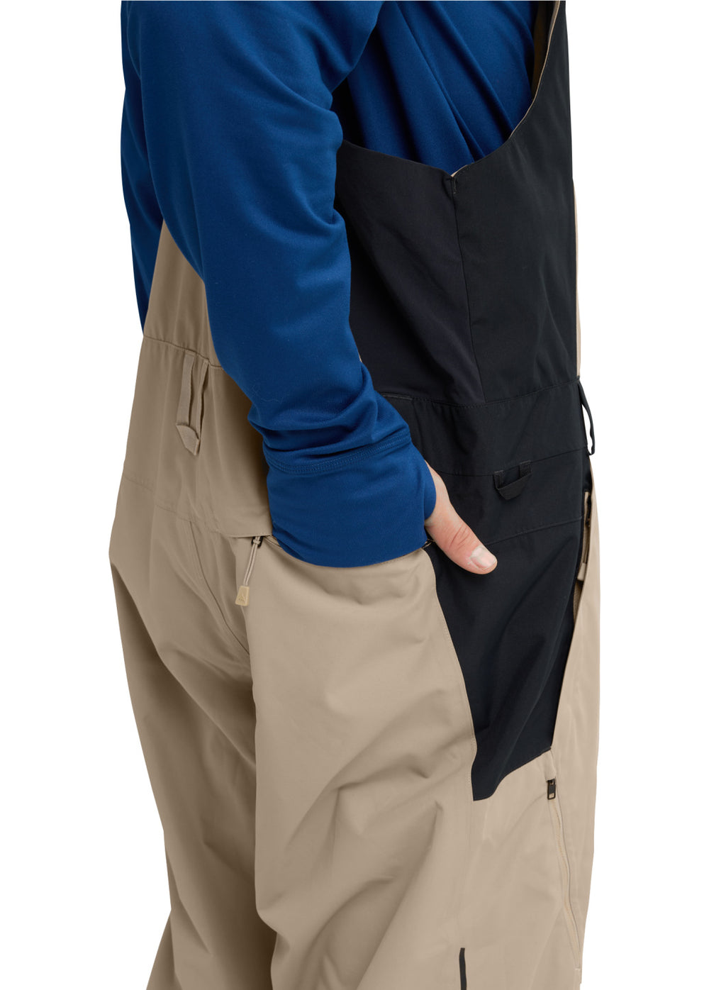 Men's Burton Reserve 2L Relaxed Bib Pants - Summit Taupe/True Black - Burton Bibs Outerwear - alternate view 6