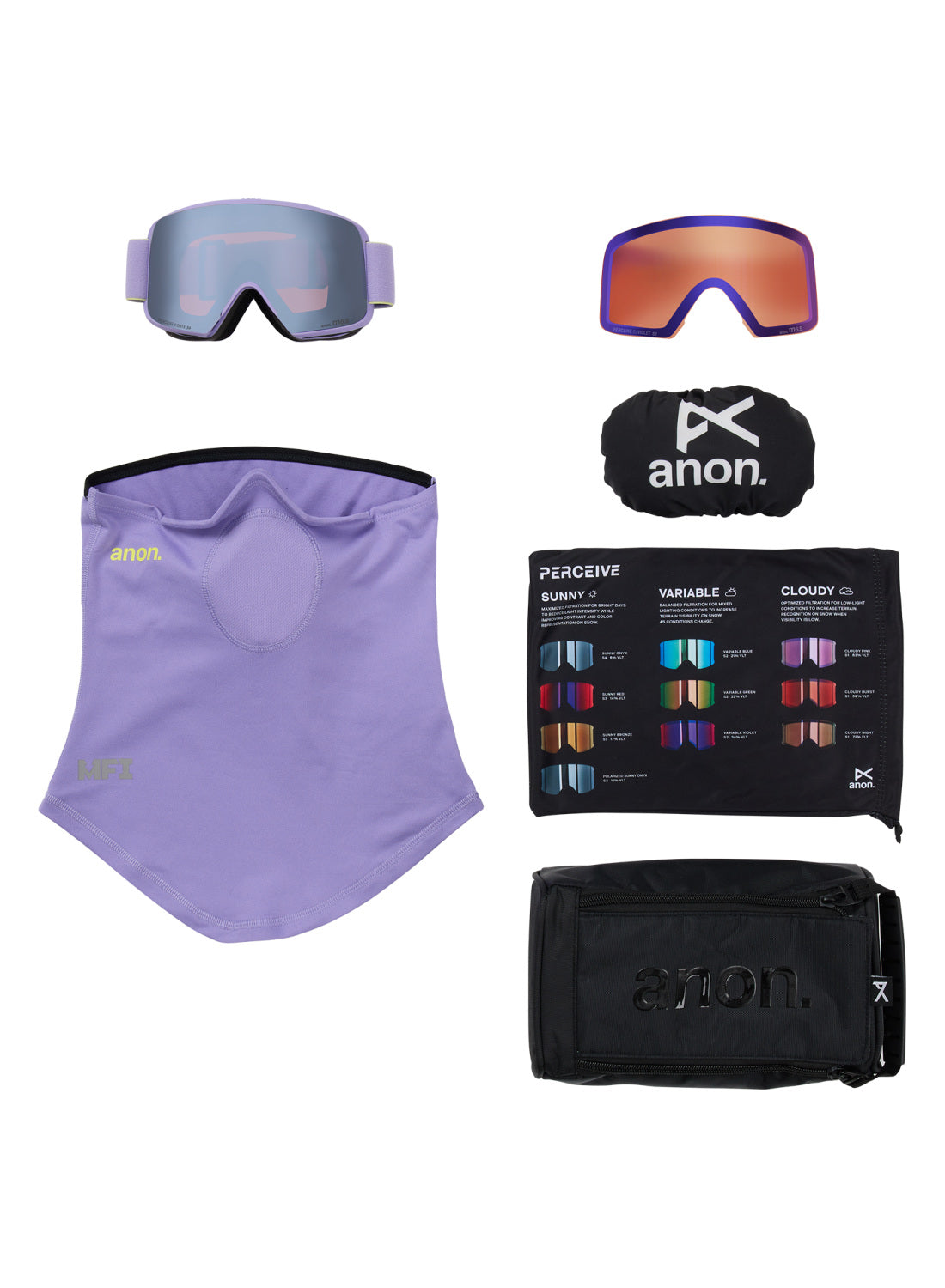 Anon M6S Goggles + Bonus Lens + MFI Face Mask - Hyper Lilac / Perceive Sunny Onyx - Anon Magnatech Goggle - alternate view 6