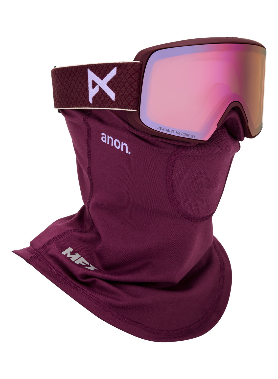 Anon M6S Goggles + Bonus Lens + MFI Face Mask - Deep Cherry / Perceive Cloudy Pink - Anon Magnatech Goggle - alternate view 5