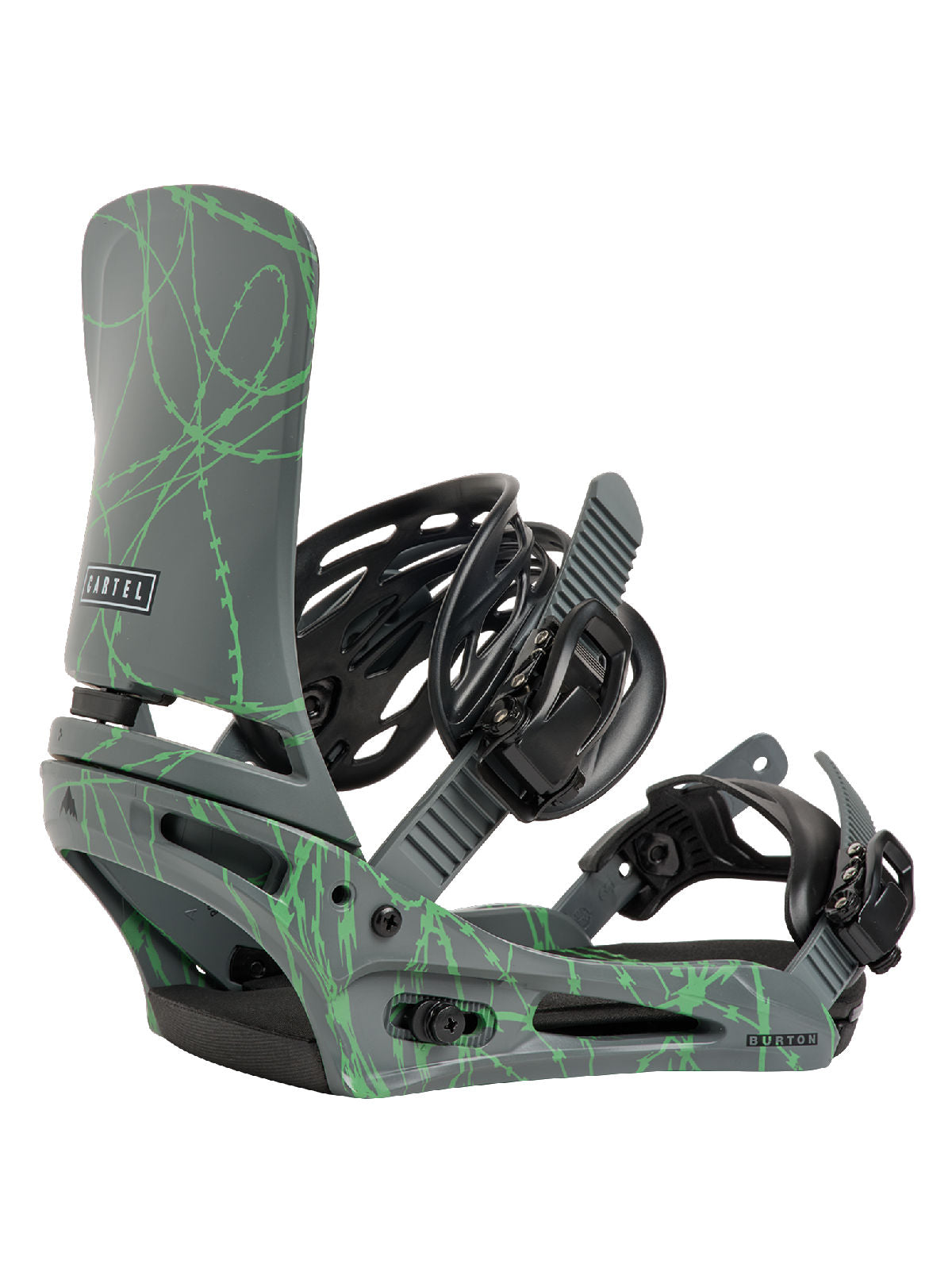 Men's Burton Cartel Re:Flex Snowboard Bindings - Gray/Green Voltage - Burton Bindings Strap