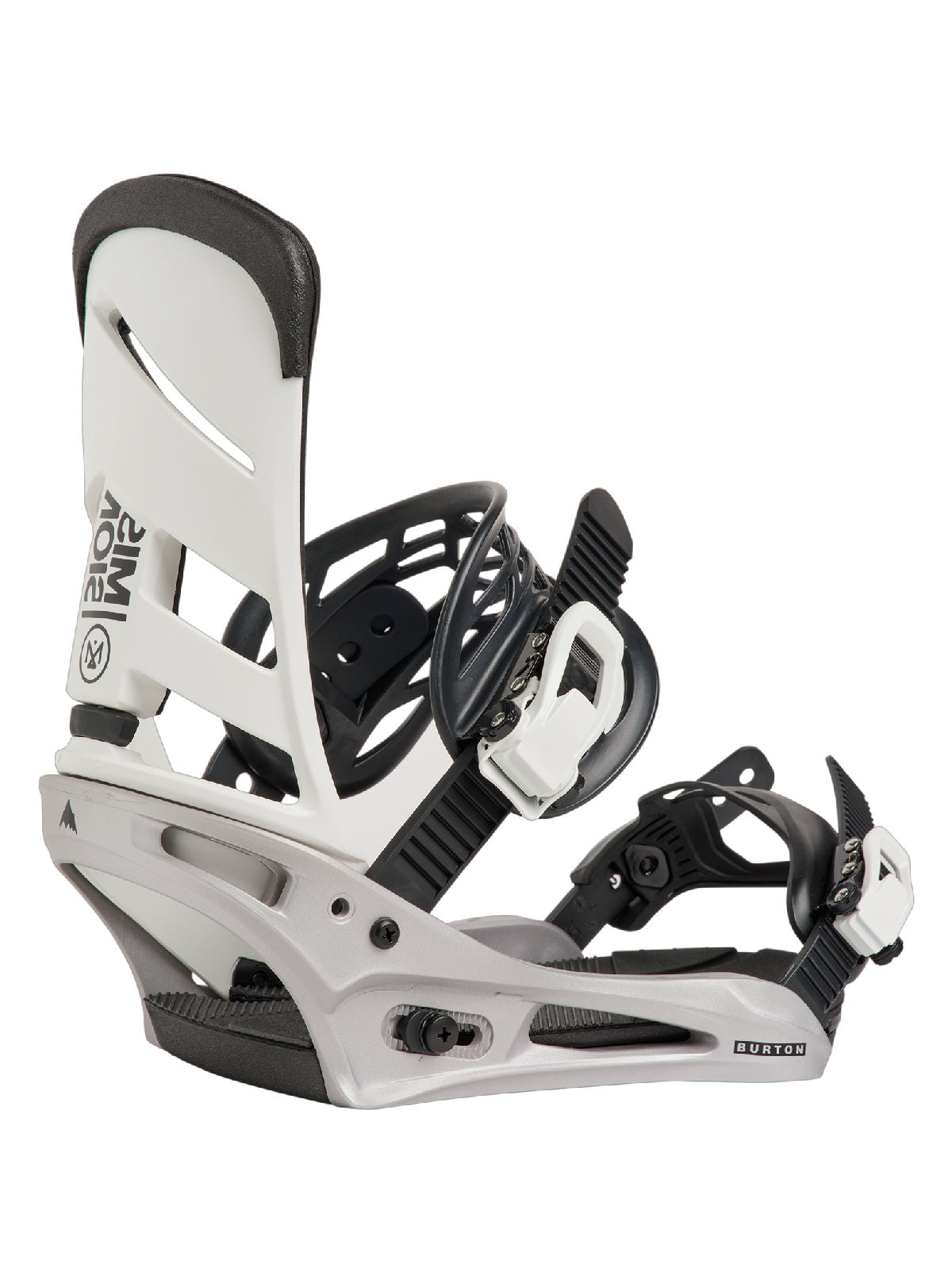 Men's Burton Mission Re:Flex Snowboard Bindings - White/Silver - Burton Bindings Strap