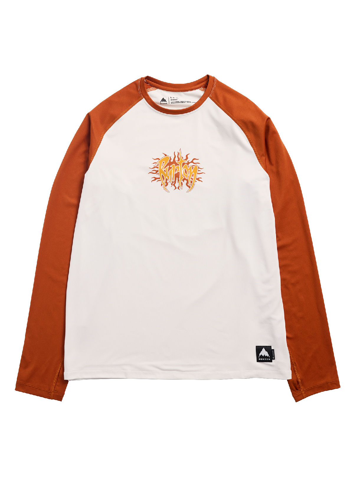 Men's Burton Roadie Base Layer Tech T-Shirt - Stout White/Spiced Chai - Burton Crew Neck Base