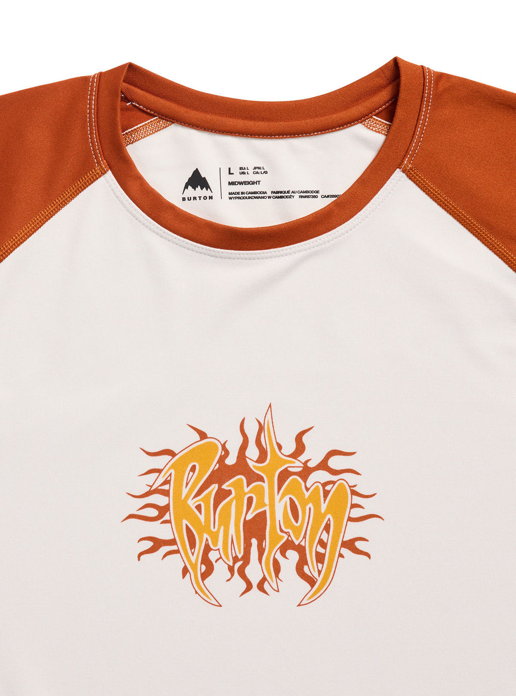 Men's Burton Roadie Base Layer Tech T-Shirt - Stout White/Spiced Chai - Burton Crew Neck Base - alternate view 3