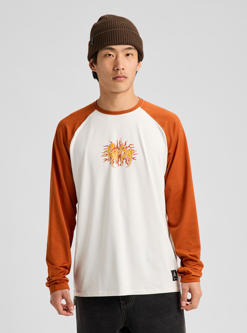 Men's Burton Roadie Base Layer Tech T-Shirt - Stout White/Spiced Chai - Burton Crew Neck Base - alternate view 4