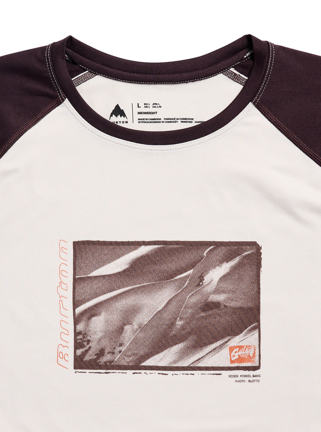 Men's Burton Roadie Base Layer Tech T-Shirt - Stout White/Bear Hug Brown - Burton Crew Neck Base - alternate view 3