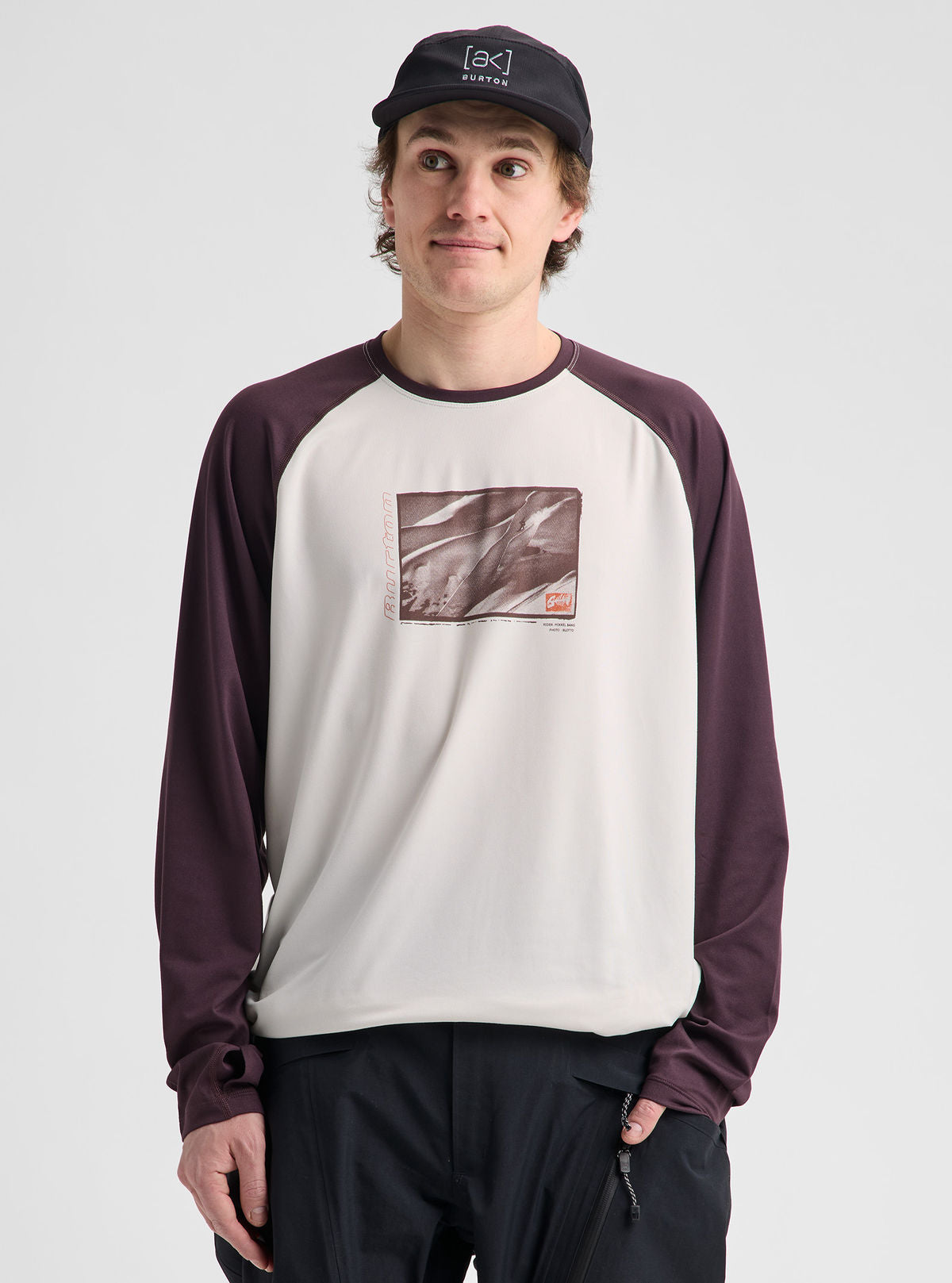 Men's Burton Roadie Base Layer Tech T-Shirt - Stout White/Bear Hug Brown - Burton Crew Neck Base - alternate view 4
