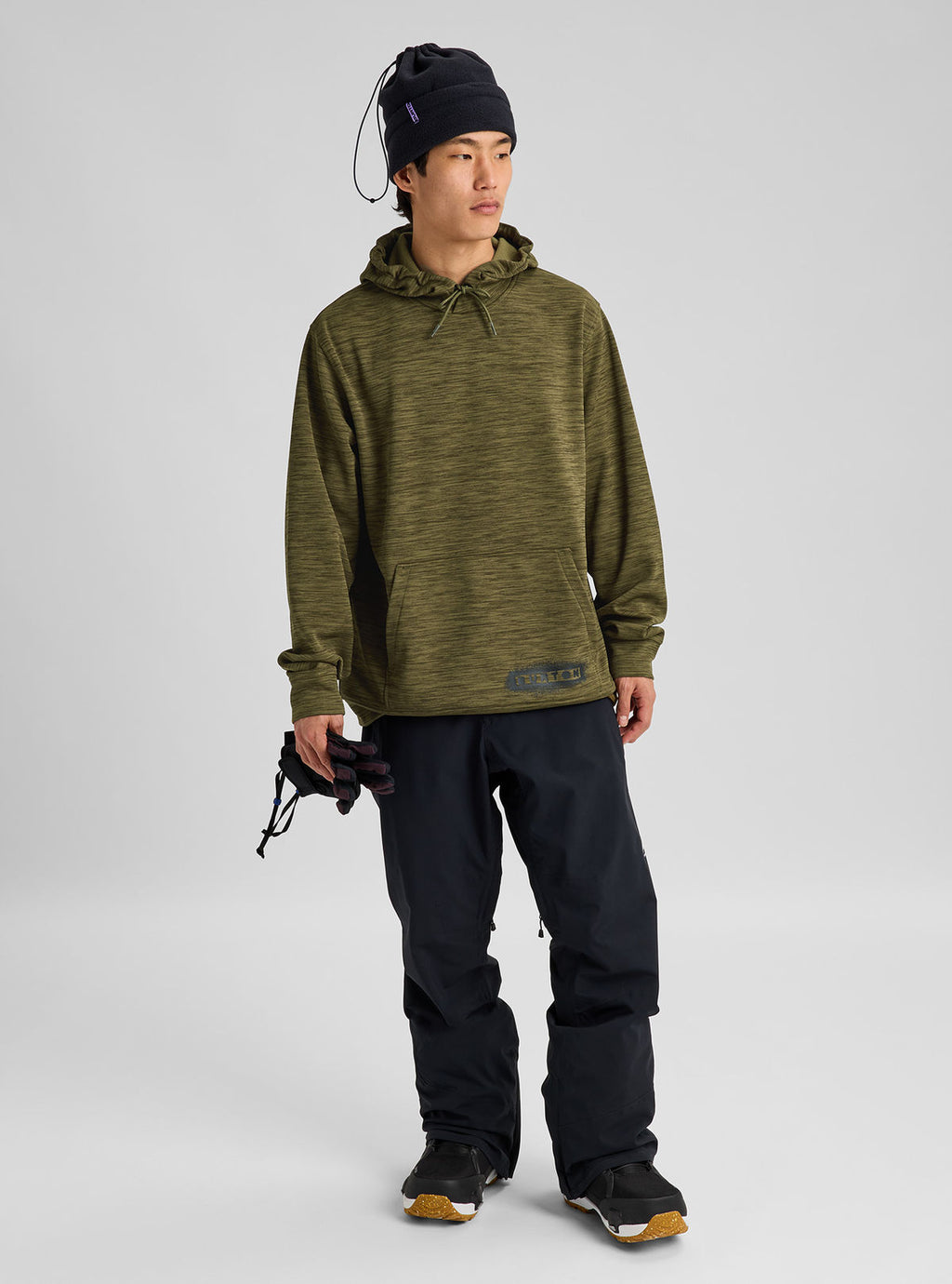 Men's Burton Oak Pullover Hoodie - Dried Moss Htr - Burton Pullover Hoodie Apparel - alternate view 2