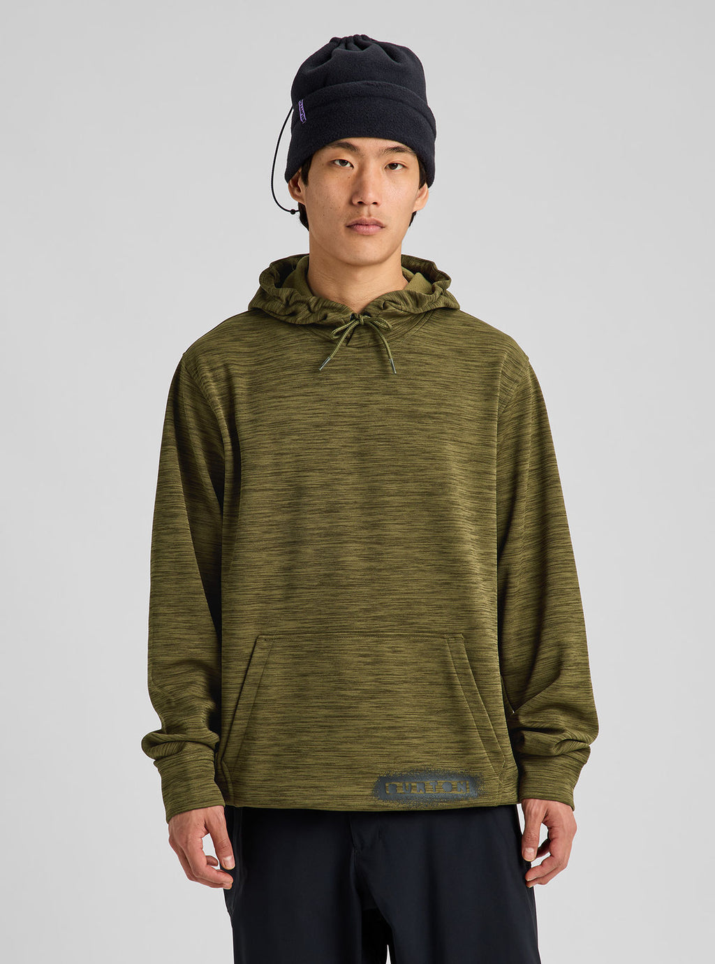 Men's Burton Oak Pullover Hoodie - Dried Moss Htr - Burton Pullover Hoodie Apparel - alternate view 3