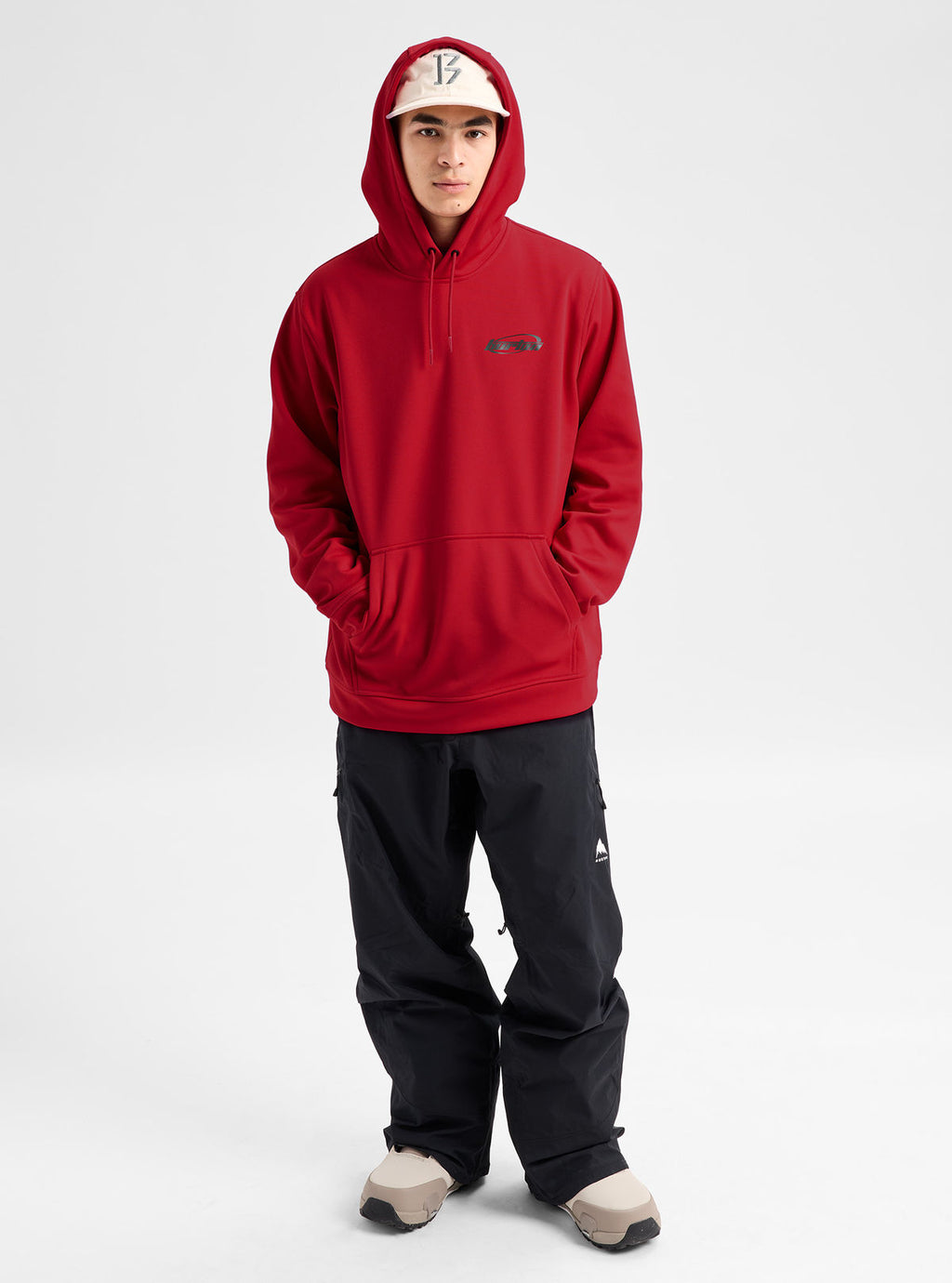 Men's Burton Oak Pullover Hoodie - Geranium Red - Burton Pullover Hoodie Apparel - alternate view 3
