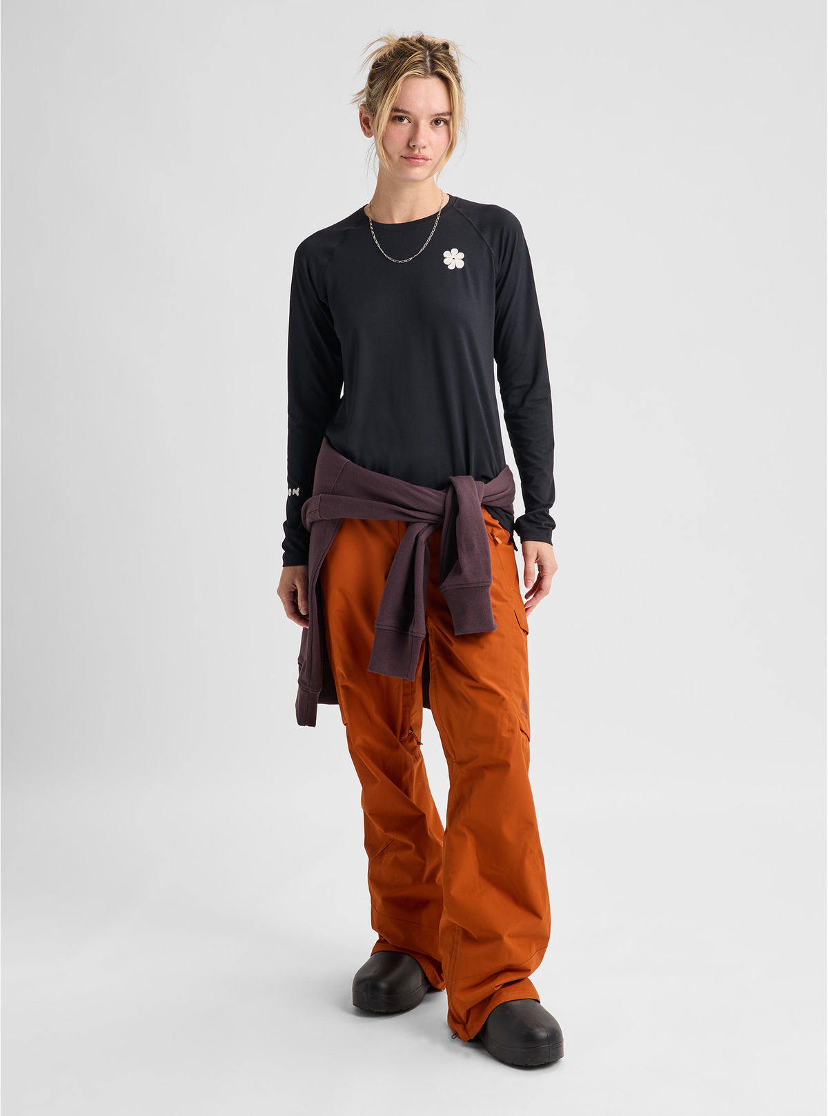 Women's Burton Roadie Base Layer Tech T-Shirt - True Black - Burton Crew Neck Base - alternate view 2