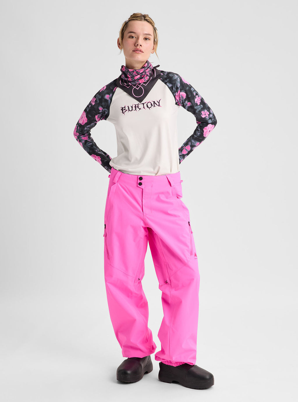 Women's Burton Roadie Base Layer Tech T-Shirt - Shockwave Floral/Stout White - Burton Crew Neck Base - alternate view 3