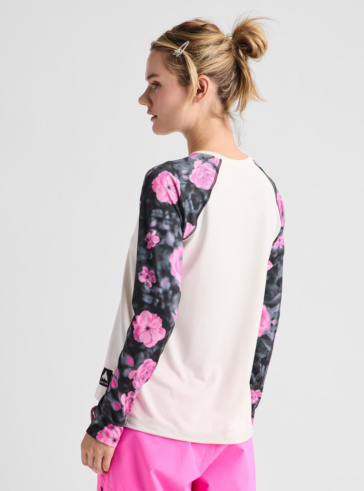 Women's Burton Roadie Base Layer Tech T-Shirt - Shockwave Floral/Stout White - Burton Crew Neck Base - alternate view 5