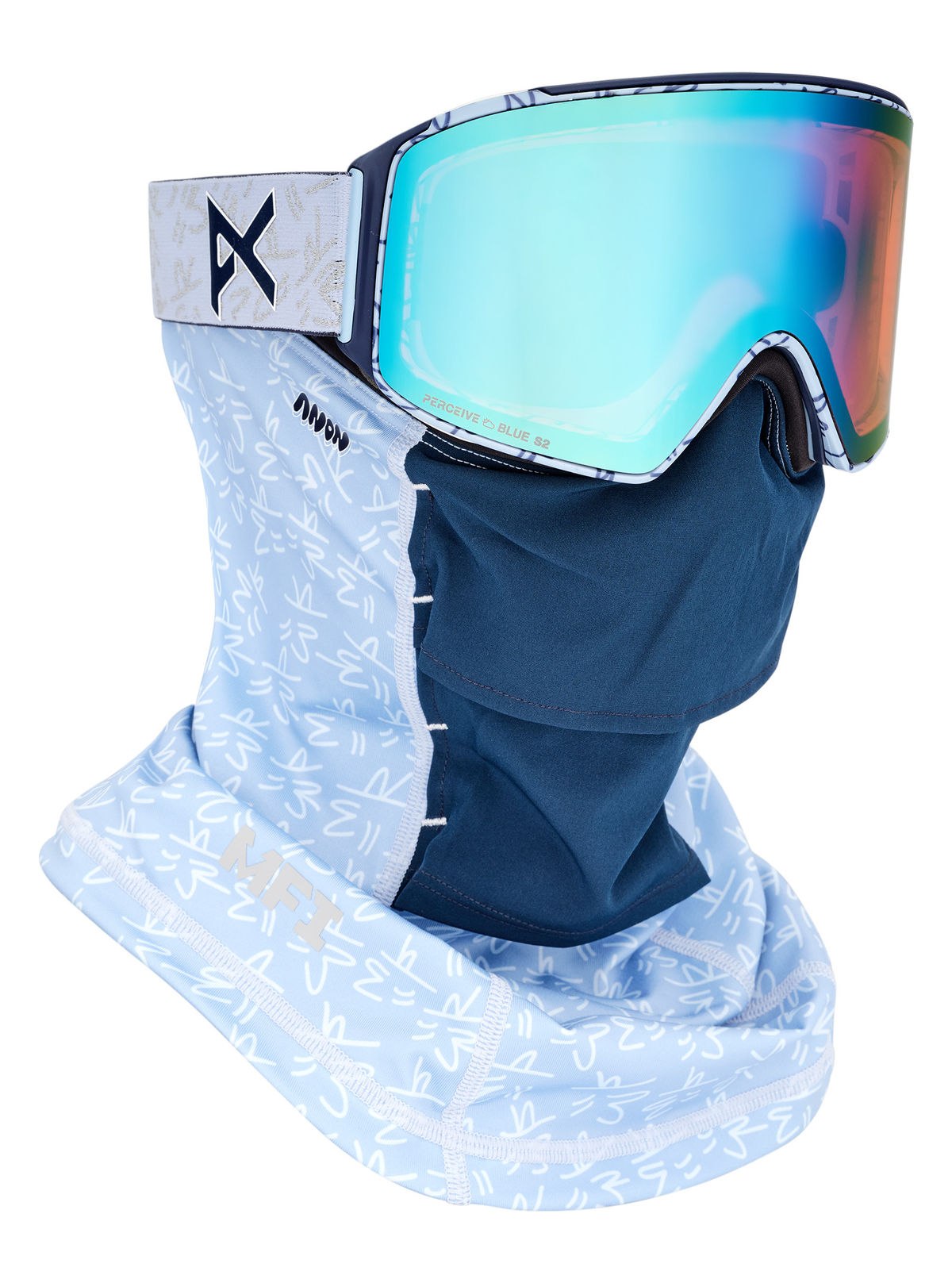 Anon M4 Goggles (Cylindrical) + Bonus Lens + MFI Face Mask - Lbmidnightgus / Perceive Variable Blue - Anon Magnatech Goggle - alternate view 5
