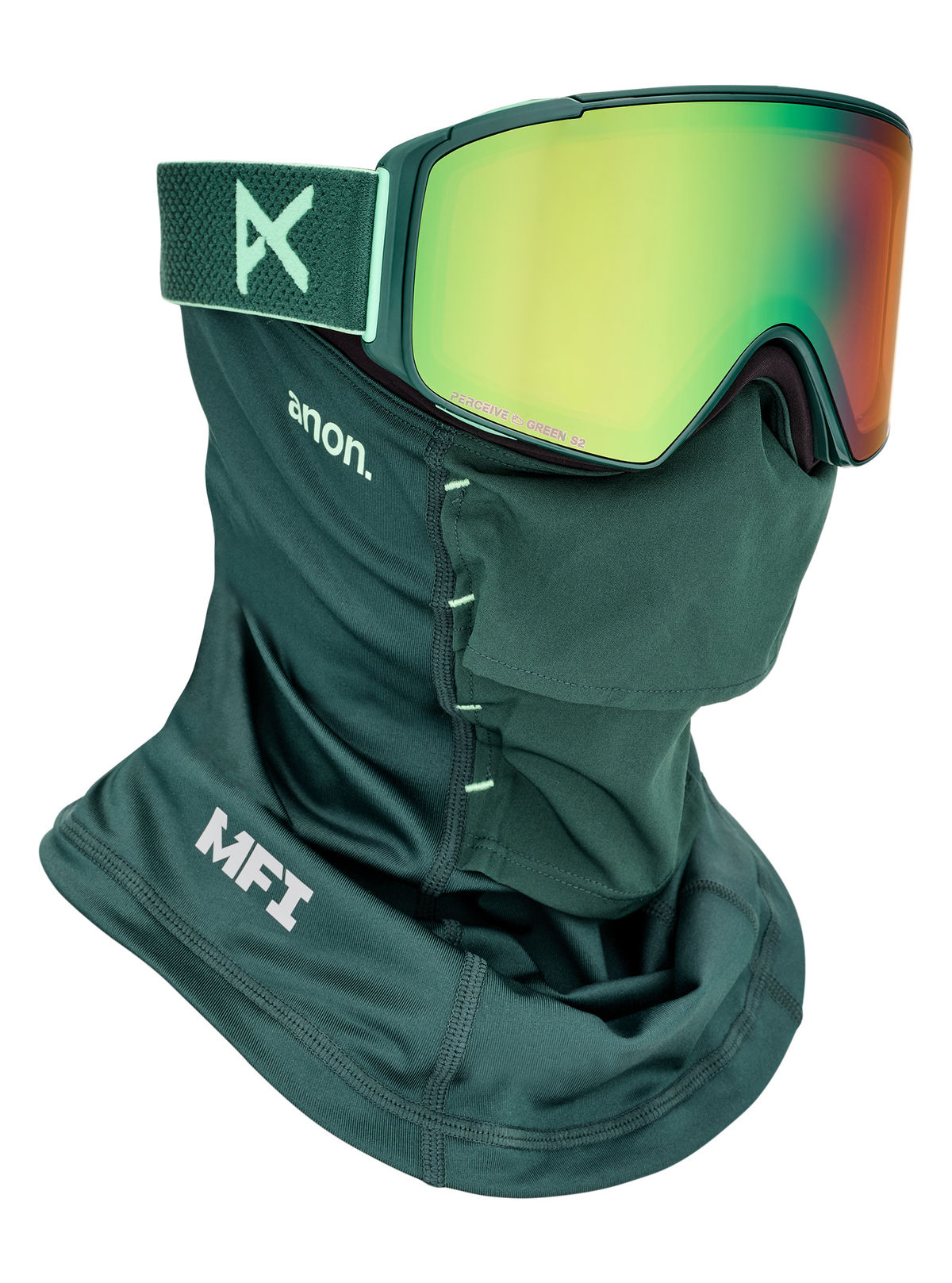 Anon M4 Goggles (Cylindrical) + Bonus Lens + MFI Face Mask - Brunswick Green / Perceive Variable Green - Anon Magnatech Goggle - alternate view 5
