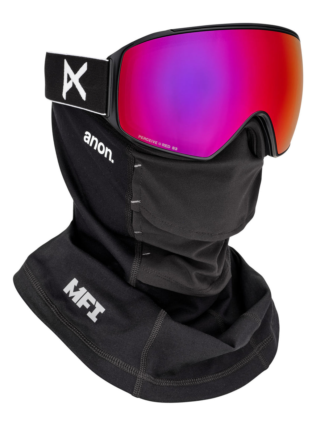 Anon M4 Goggles (Cylindrical) + Bonus Lens + MFI Face Mask - Black / Perceive Sunny Red - Anon Magnatech Goggle - alternate view 5